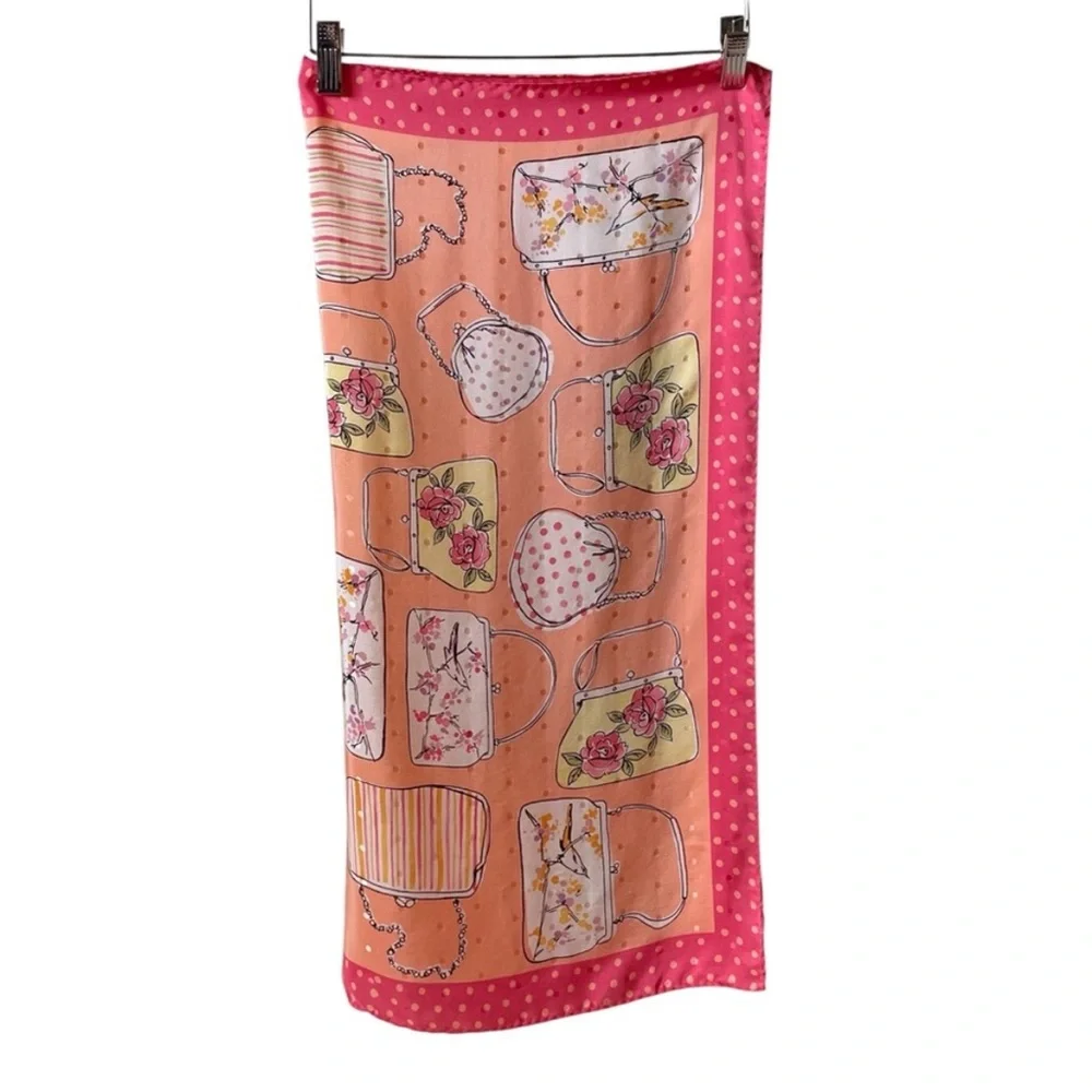 Talbots silk pink purse print scarf